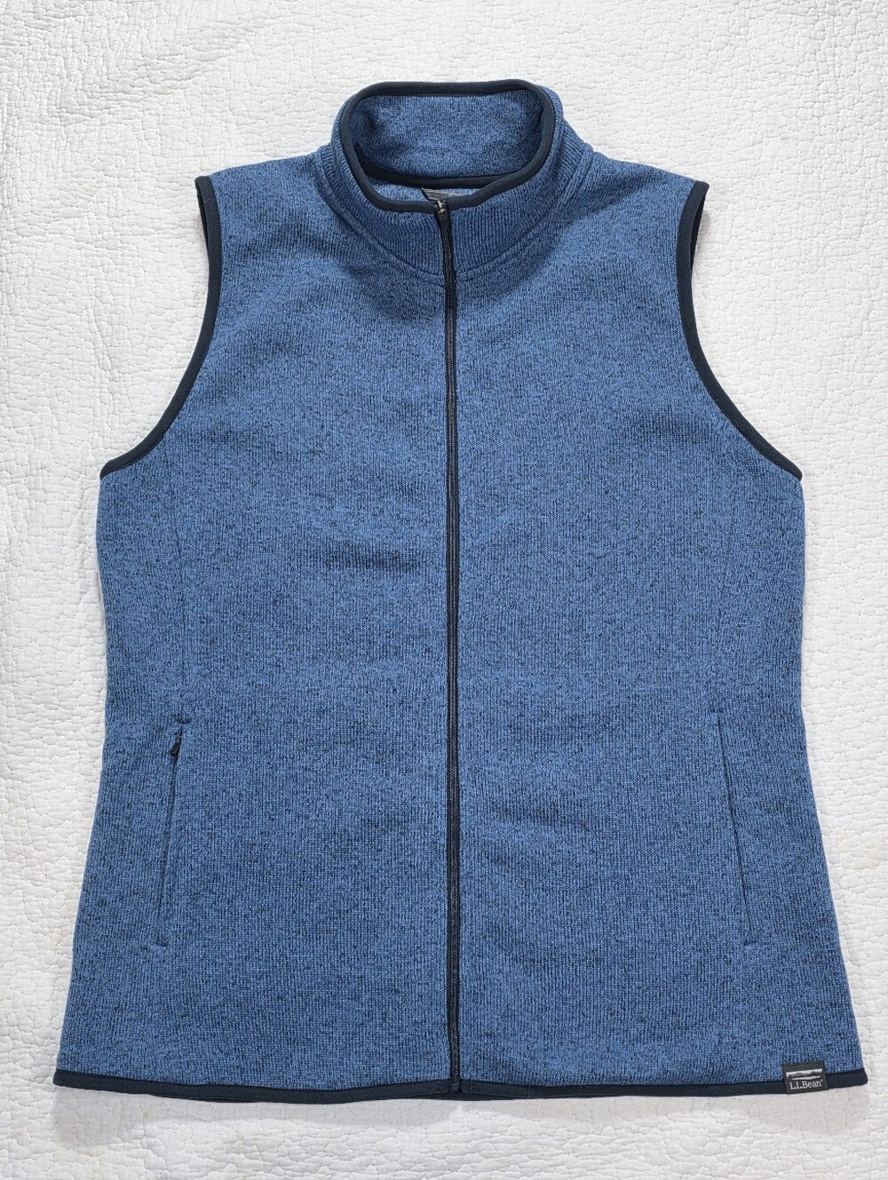 NWT L.L. Bean Rustic Blue Zip-Front Sweater Fleece Vest